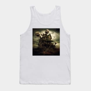 Sinister Sentinels Guarding Haunted House In a Storm Tank Top